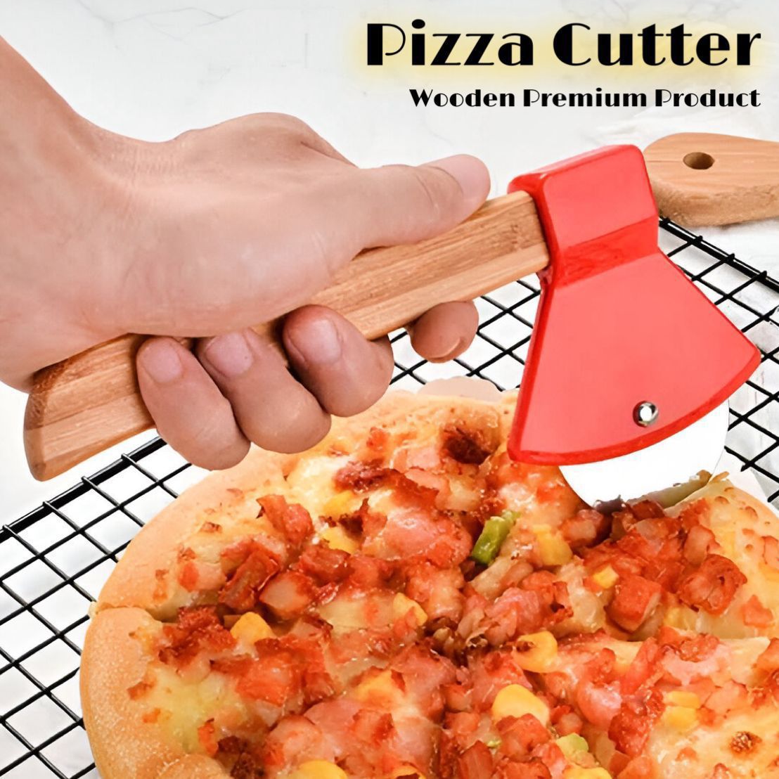 🍕 Imported 🇨🇳 Wooden Premium Pizza Cutter