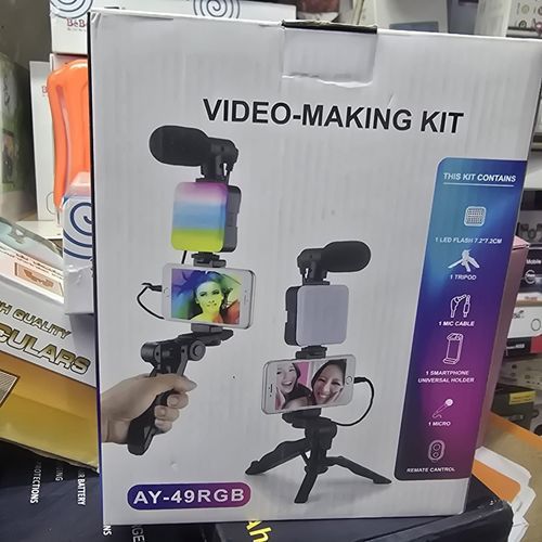 New 2in1 Rechargeable RGB with 3-Modes Warm LED Video Making Vlogging Kit